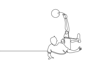 Futbol futbolcu minimalist tasarım spor tema çizim bir top sürekli bir çizgi tekme