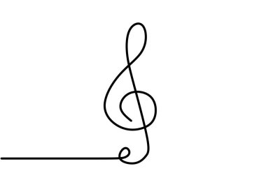 G tuşu sembol minimalizmi ile müzik notasının sürekli bir satır çizimi