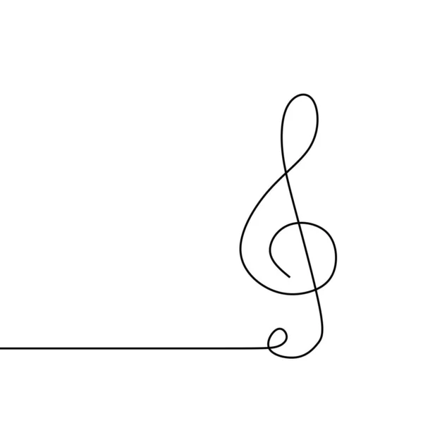 Music sign continuous one line drawing of G key symbol minimalism design — Stock Vector