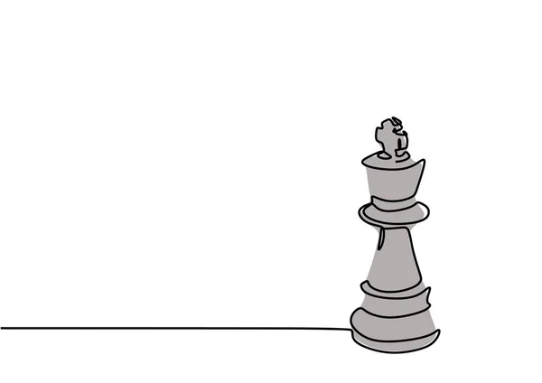 Безперервний креслення однієї лінії короля шахової спортивної гри — стоковий вектор