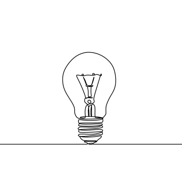スマートアイデアテーマの電球連続1線描画ミニマリストデザイン — ストックベクタ