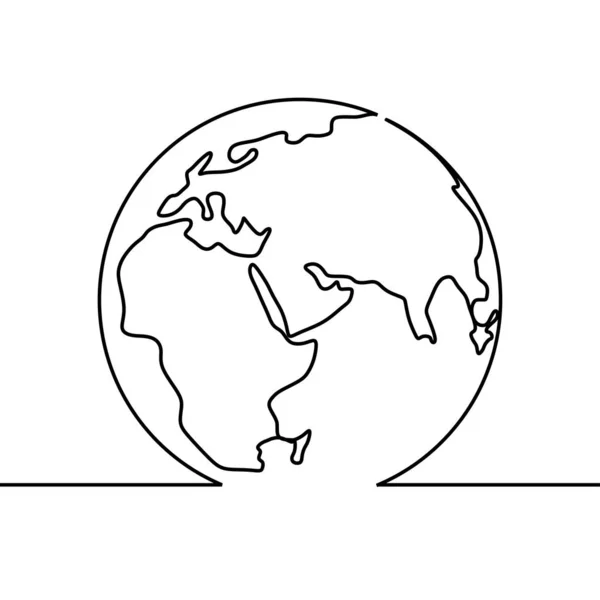 World map continuous line drawing of earth globe minimalist design — Stock Vector