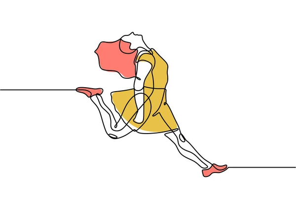 Непрерывный рисунок вектора прыжка девушки — стоковый вектор