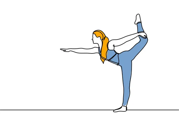 Συνεχής γραμμή κορίτσι κάνει γιόγκα Sport διάνυσμα εικονογράφηση μινιμαλιστικό σχεδιασμό — Διανυσματικό Αρχείο