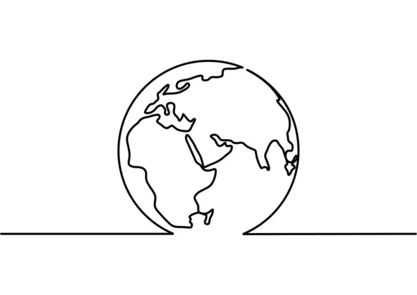 Folyamatos egy vonal rajza földgömb minimalizmus design vektor illusztráció — Stock Vector