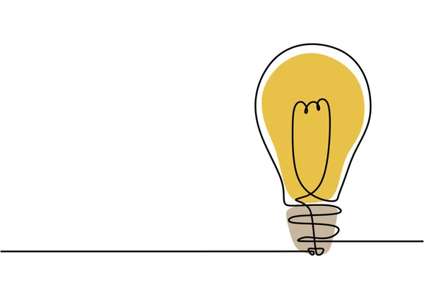 Συνεχής σχεδίαση γραμμής φως λάμπα. Έννοια της ιδέας και έξυπνη λύση. — Διανυσματικό Αρχείο