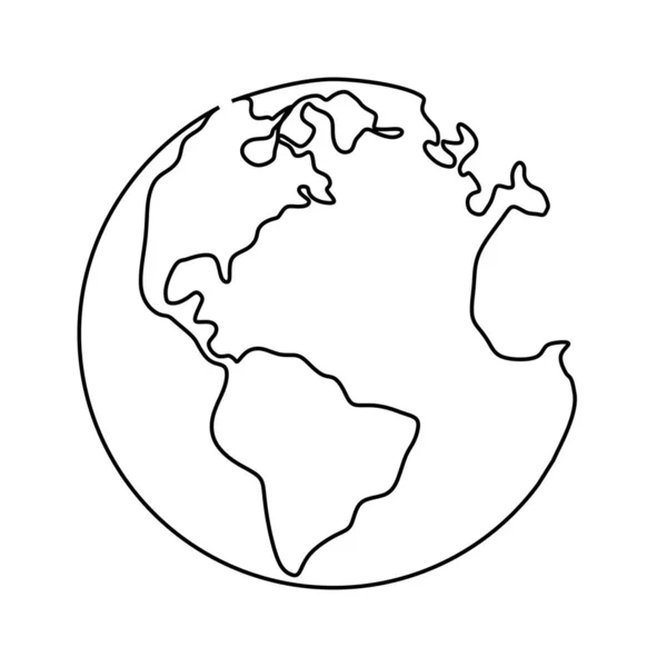 在白色背景极简主义概念上隔离的地球地球连续线图 — 图库矢量图片