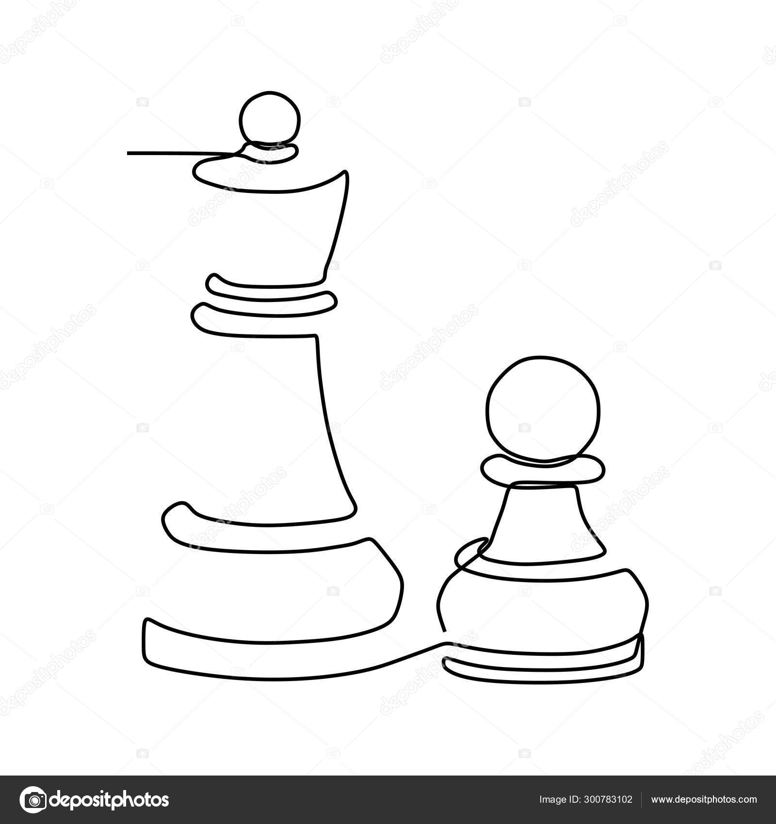 Desenho Contínuo De Uma Linha De Peças De Xadrez, Desenho Minimalista  Isolado Em Fundo Branco Conceito Tático Do Grupo De Jogador Ilustração do  Vetor - Ilustração de creativo, isolado: 157894622