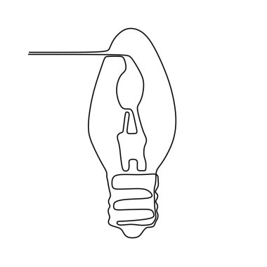 Sürekli bir çizgi ampul sembolü fikir ve yaratıcılık beyaz arka plan minimalizm tasarım eps izole çizim 19