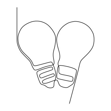 Sürekli bir çizgi çizim ampul sembolü fikir ve yaratıcılık beyaz arka plan minimalizm tasarım eps izole 28