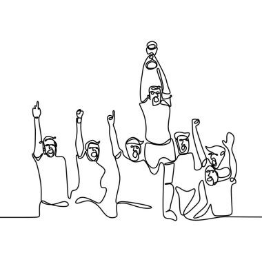 Kupa kupası ile sürekli hatları takım kazanan kutlama. Şampiyonluk sonrası mutlu an