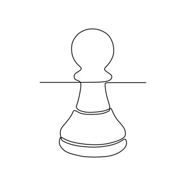 Beyaz arka plan üzerinde izole satranç parçaları minimalist tasarım sürekli bir çizgi çizim. Oyuncular taktik kavramı eps 103 Grubu