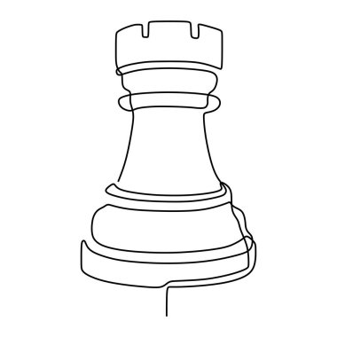 Beyaz arka plan üzerinde izole satranç parçaları minimalist tasarım sürekli bir çizgi çizim. Oyuncular taktik kavramı eps 146 Grubu