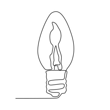 Sürekli bir çizgi ampul sembolü fikir ve yaratıcılık beyaz arka plan minimalizm tasarım eps 17 izole çizim
