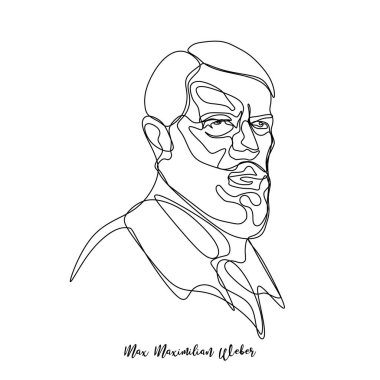 9 Ocak 2019. Max Maximilian Weber minimalist sürekli çizgi sanatı çizim. Vektör çizimi.