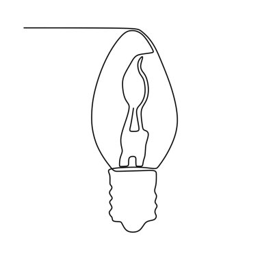 Sürekli bir çizgi ampul sembolü fikir ve yaratıcılık beyaz arka plan minimalizm tasarım eps 20 izole çizim