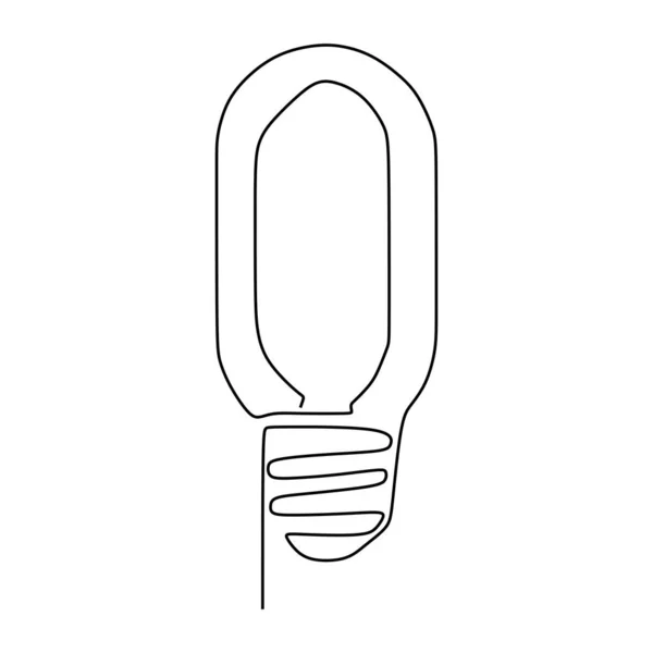 En linje ritning glödlampa symbol idé och kreativitet isolerad på vit bakgrund minimalism design EPS 35 — Stock vektor