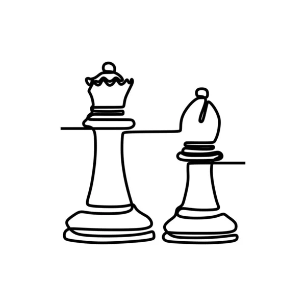 Dessin continu d'une ligne de pièces d'échecs design minimaliste isolé sur fond blanc. Concept tactique du groupe de joueurs eps 136 — Image vectorielle