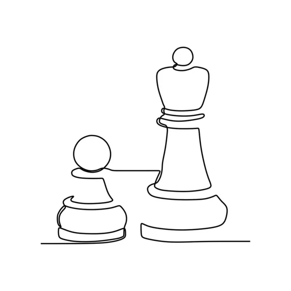 Непрерывный однолинейный рисунок шахматных фигур минималистский дизайн изолирован на белом фоне. Группа игроков тактическая концепция eps 117 — стоковый вектор