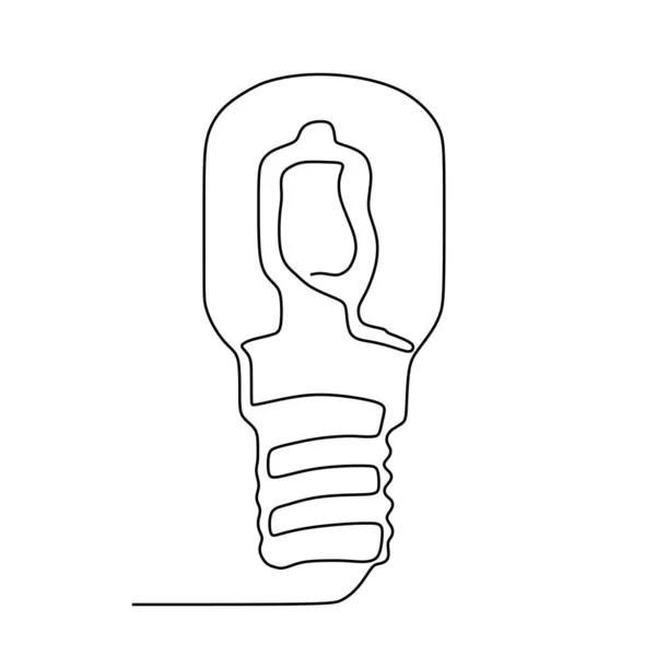 En linje ritning glödlampa symbol idé och kreativitet isolerad på vit bakgrund minimalism design EPS 37 — Stock vektor