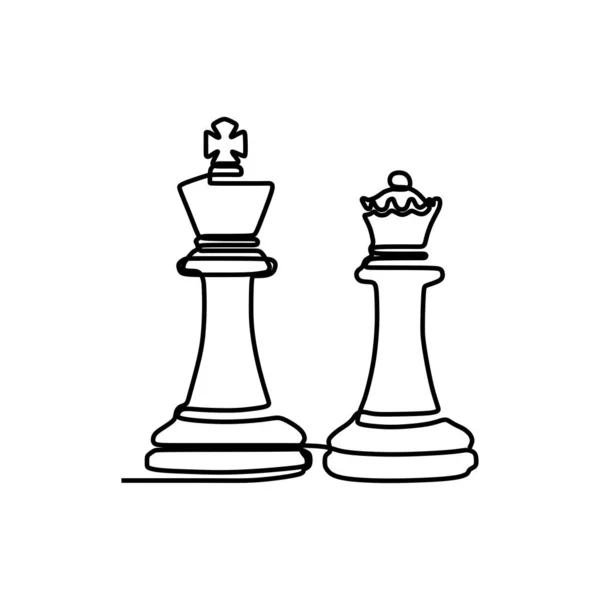 Folyamatos egy sor rajz sakkfigurák minimalista design izolált fehér háttér. Csoport játékosok taktika koncepció EPS 129 — Stock Vector