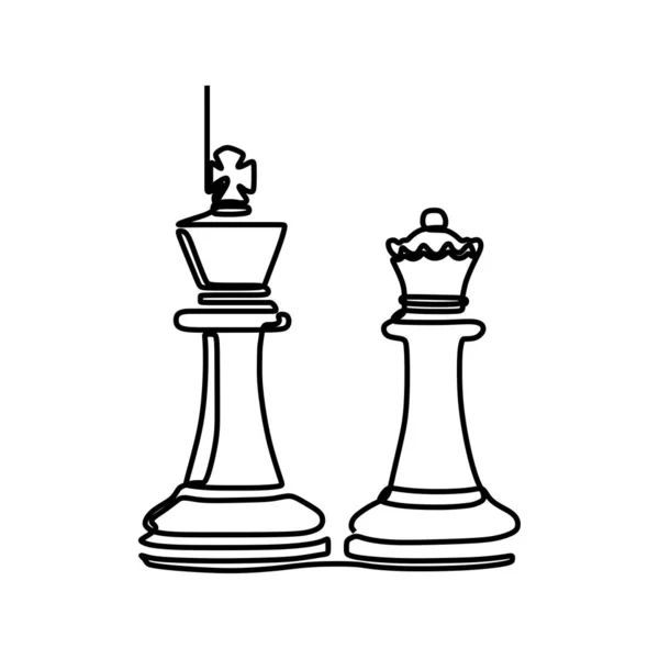 Folyamatos egy sor rajz sakkfigurák minimalista design izolált fehér háttér. Csoport játékosok taktika koncepció EPS 130 — Stock Vector
