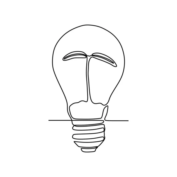 En linje ritning glödlampa symbol idé och kreativitet isolerad på vit bakgrund minimalism design EPS 62 — Stock vektor