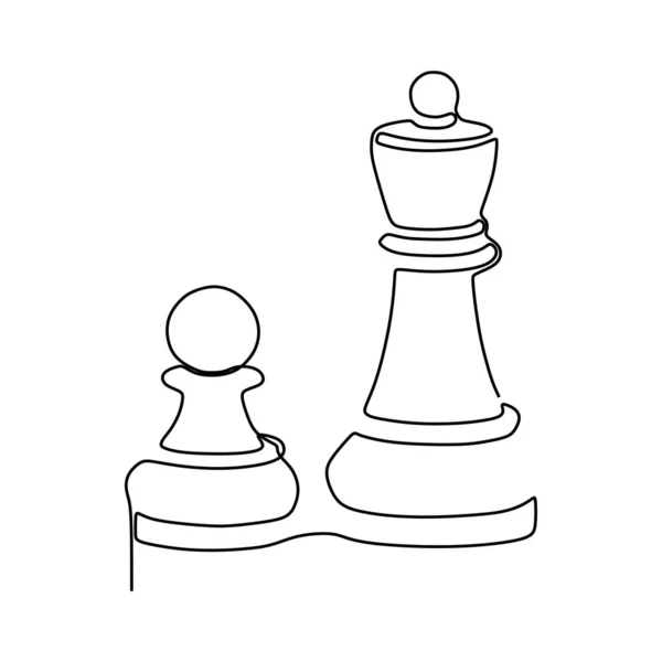 Dibujo continuo de una línea de piezas de ajedrez de diseño minimalista aislado sobre fondo blanco. Grupo de jugadores concepto táctico eps 118 — Archivo Imágenes Vectoriales