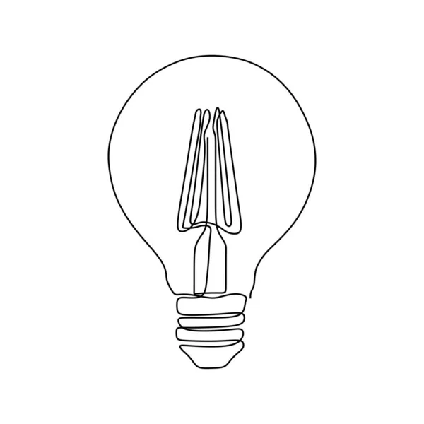 白い背景ミニマリズムデザインeps 44に隔離された1本の線描画電球シンボルのアイデアと創造性 — ストックベクタ