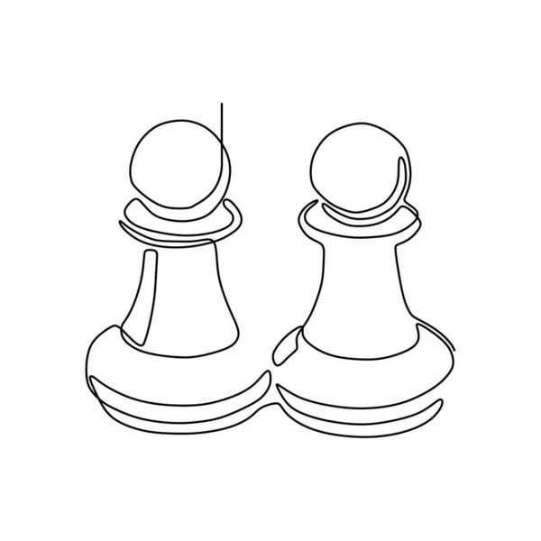 Continuous One Line Drawing Of Chess Pieces Minimalist Design