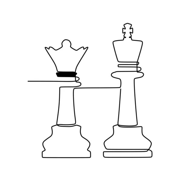 Dibujo continuo de una línea de piezas de ajedrez de diseño minimalista aislado sobre fondo blanco. Grupo de jugadores concepto táctico eps 116 — Vector de stock