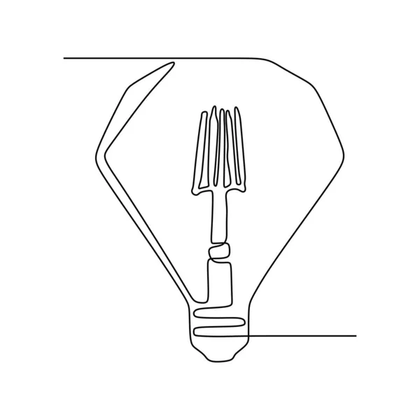 連続1線描画電球シンボルのアイデアと創造性は、白い背景ミニマリズムデザインeps 31に隔離 — ストックベクタ