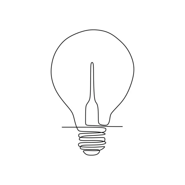 白い背景ミニマリズムデザインeps 43に隔離された1本の線描画電球シンボルのアイデアと創造性 — ストックベクタ