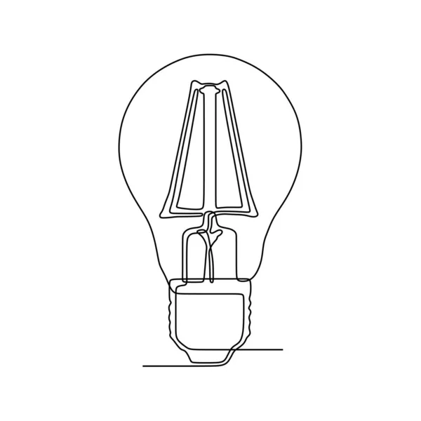 白い背景ミニマリズムデザインeps 57に隔離された1本の線描画電球シンボルのアイデアと創造性 — ストックベクタ