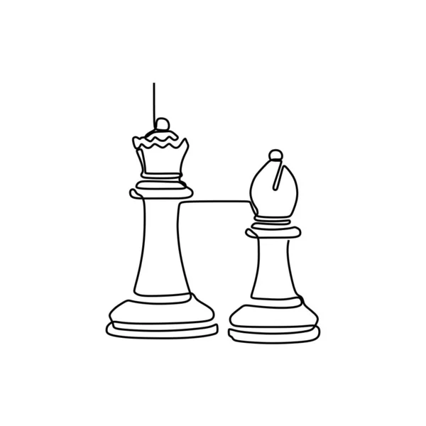 Dessin continu d'une ligne de pièces d'échecs design minimaliste isolé sur fond blanc. Concept tactique du groupe de joueurs eps 135 — Image vectorielle