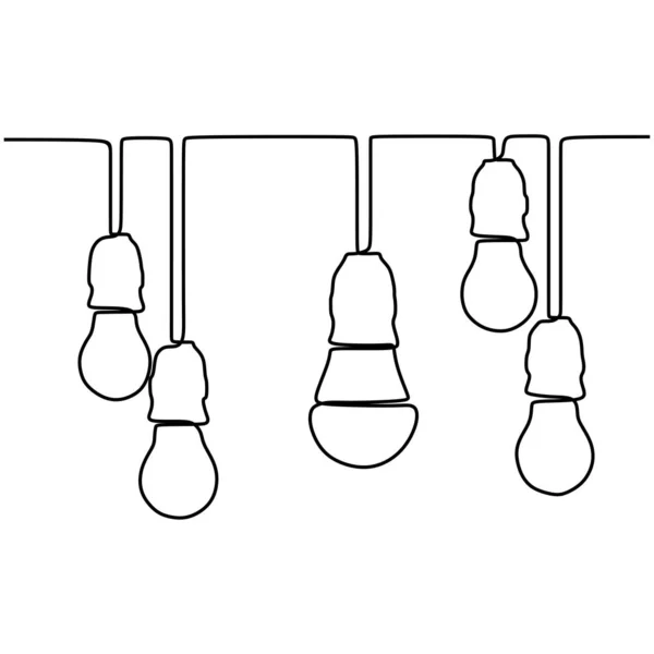 Contínua uma linha desenho ideia símbolo lâmpada e criatividade isolado no fundo branco design minimalismo eps 1 —  Vetores de Stock