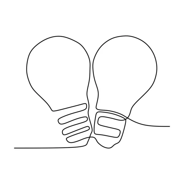 連続1線描画電球シンボルのアイデアと創造性は、白い背景ミニマリズムデザインeps 25に隔離 — ストックベクタ