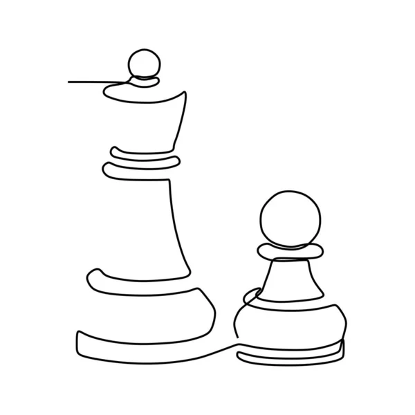 Dessin continu d'une ligne de pièces d'échecs design minimaliste isolé sur fond blanc. Concept tactique du groupe de joueurs eps 120 — Image vectorielle