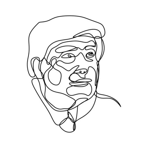 Uma linha de desenho de Donald Trump, candidato presidencial republicano. 9 de janeiro de 2019. Lineart contínuo minimalista. Ilustração vetorial —  Vetores de Stock