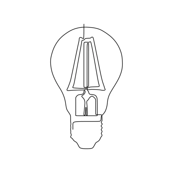 Eine Linie Zeichnung Glühbirne Symbol Idee und Kreativität isoliert auf weißem Hintergrund Minimalismus Design eps 59 — Stockvektor