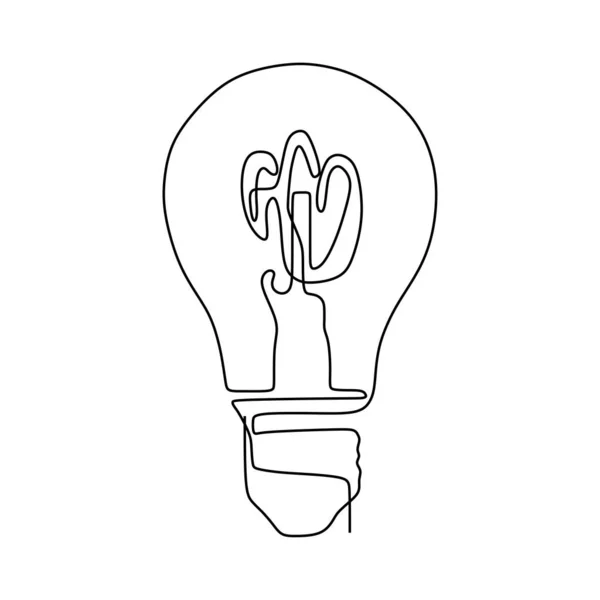 Contínua uma linha desenho ideia símbolo lâmpada e criatividade isolado no fundo branco design minimalismo eps 71 — Vetor de Stock