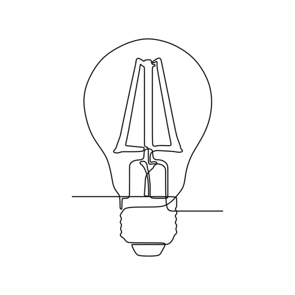 Eine Linie Zeichnung Glühbirne Symbol Idee und Kreativität isoliert auf weißem Hintergrund Minimalismus Design eps 58 — Stockvektor