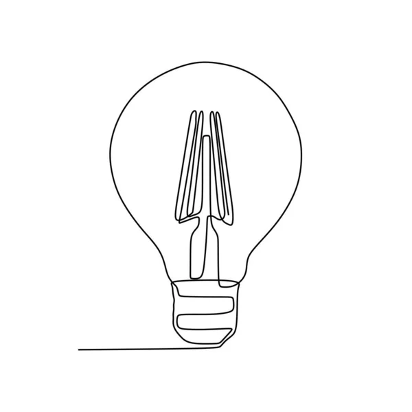 白い背景ミニマリズムデザインeps 41に隔離された1本の線描画電球シンボルのアイデアと創造性 — ストックベクタ