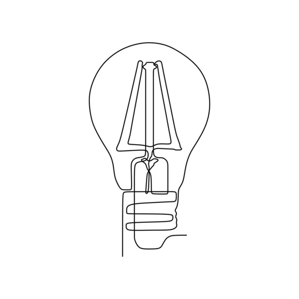 白い背景ミニマリズムデザインeps 60に隔離された1本の線描画電球シンボルのアイデアと創造性 — ストックベクタ