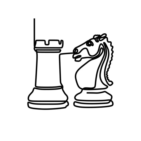 Desenho contínuo de uma linha de ilustração vetorial de cavalo de peça de  xadrez