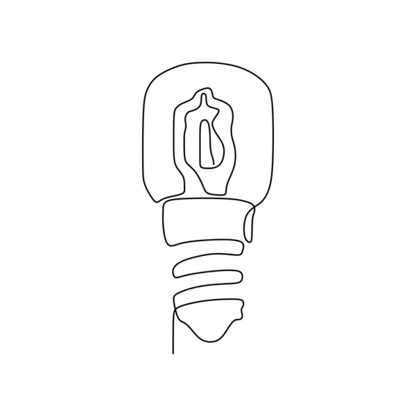 白い背景ミニマリズムデザインeps 40に隔離された1本の線描画電球シンボルのアイデアと創造性 — ストックベクタ