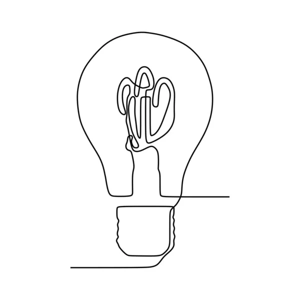 Kontinuierliche eine Linie Zeichnung Glühbirne Symbol Idee und Kreativität isoliert auf weißem Hintergrund Minimalismus Design eps 69 — Stockvektor