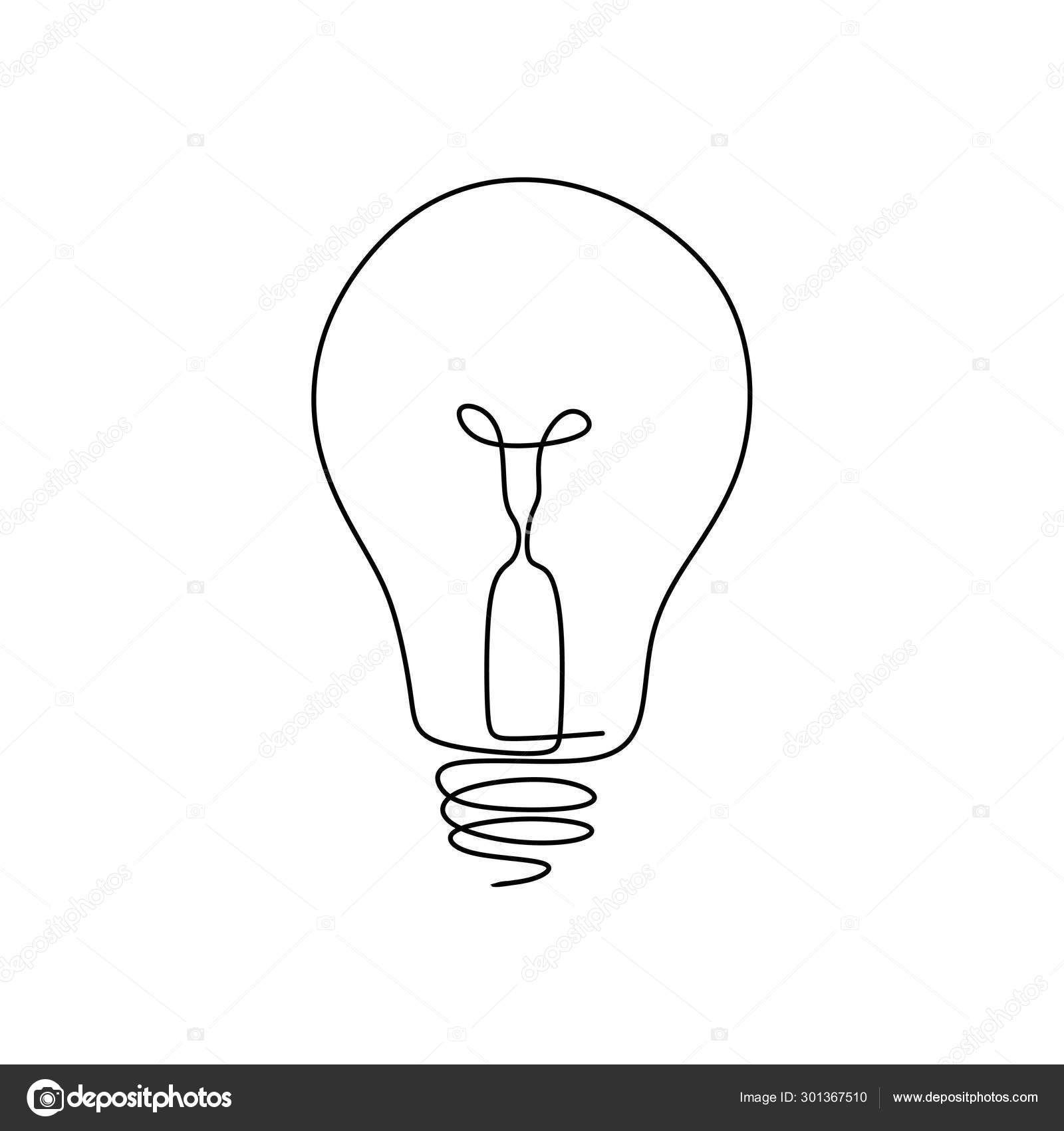 Continuous one line drawing light bulb symbol idea and creativity