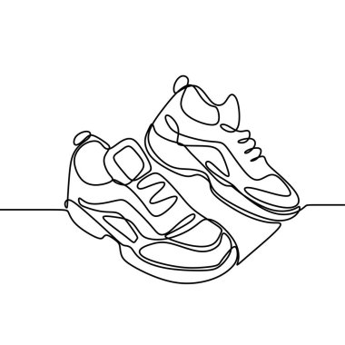 Ayakkabı minimalist tasarım vektör illüstrasyon minimalizm tarzı bir satır çizim