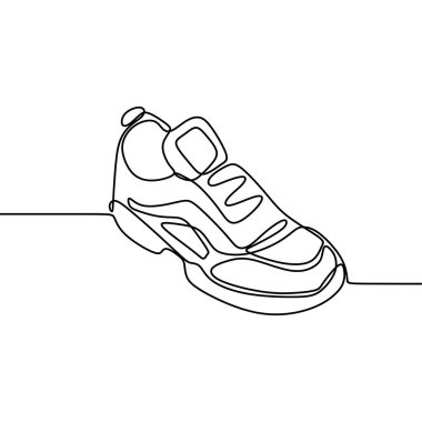 Beyaz arka plan vektör illüstrasyon minimalizm ayakkabı sürekli çizim bir satır minimalizm minimalizm minimalizm